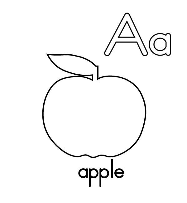 ABC, : Alphabet A is for Apple on Learning ABC Coloring Page