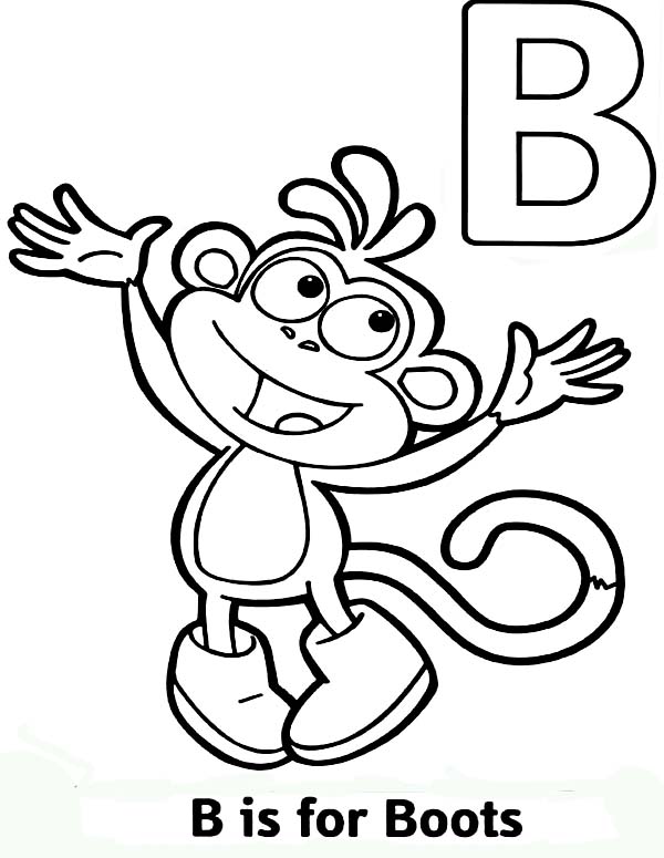 ABC, : B is for Boots on Learning ABC Coloring Page
