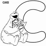 ABC, C For Cake On Learning ABC With Sesame Street Coloring Page: C for Cake on Learning ABC with Sesame Street Coloring Page