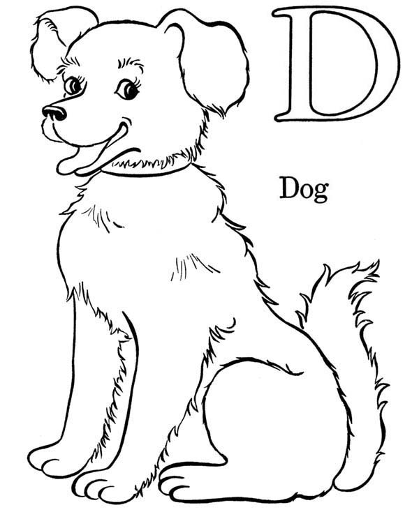 ABC, : D for Dog on Learning ABC Coloring Page