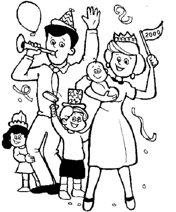 Family, : Family Held a Party Coloring Page
