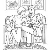 Family, Happy Family In The Living Room Coloring Page: Happy Family in the Living Room Coloring Page