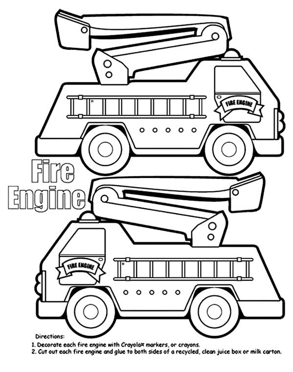 Fire Truck, : Fire Truck also Called Fire Engine Coloring Page