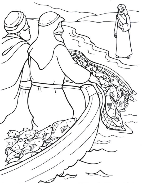 Fisherman Catch A Lot Of Fish Coloring Page : Coloring Sky