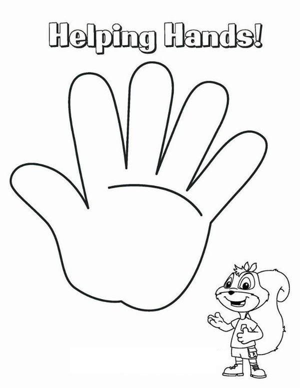 Hand, : Helping Hand Coloring Page