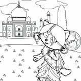 Around the World, Indian Taj Mahal From Around The World Coloring Page: Indian Taj Mahal from Around the World Coloring Page