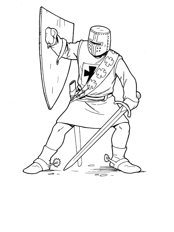 Knight, : Knight Counter Attack Coloring Page