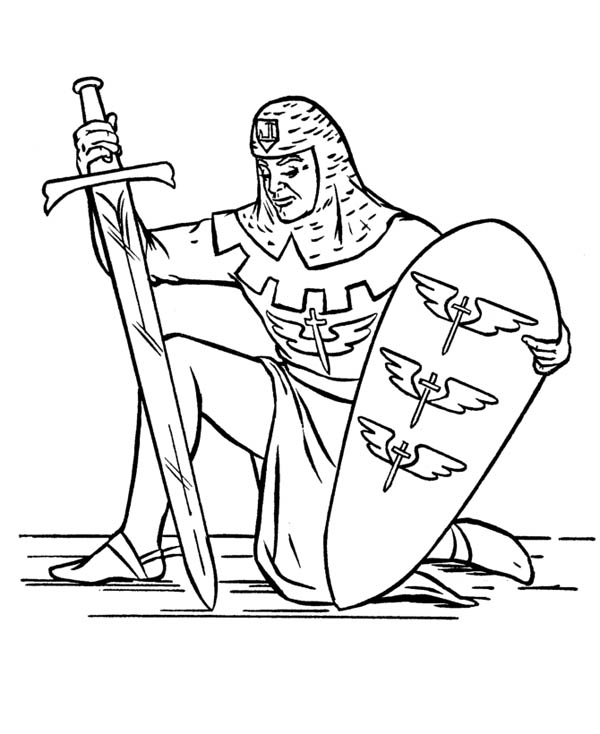Knight Kneeling Before King Coloring Page : Coloring Sky