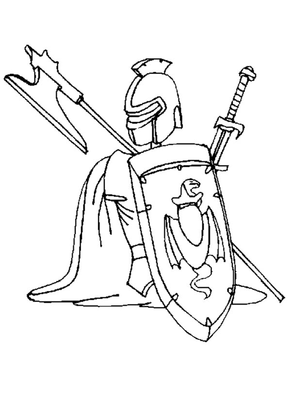 Knight, : Knight on Duty Coloring Page