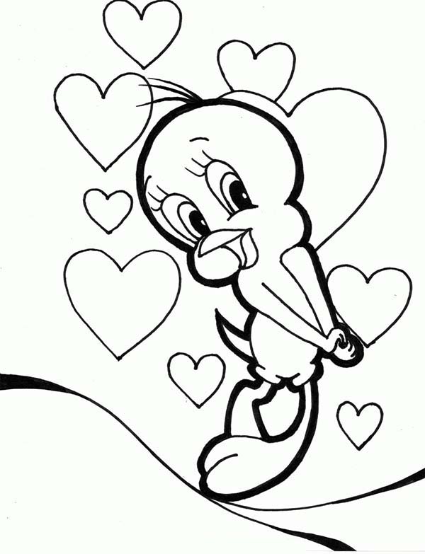 Tweety Full Of Love Coloring Page : Coloring Sky