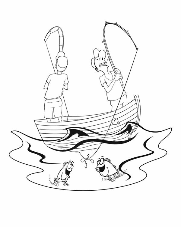 Two Fisherman Coloring Page : Coloring Sky