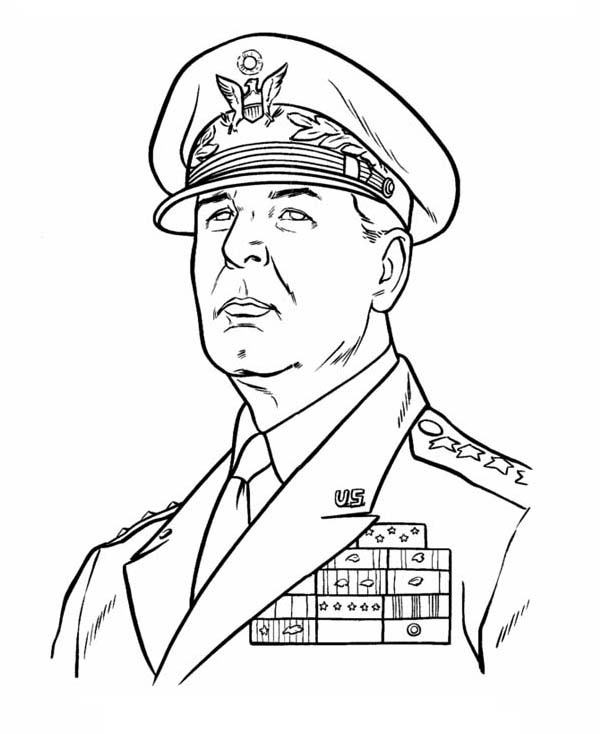 General Douglas Macarthur Celebrating Veterans Day Coloring Page