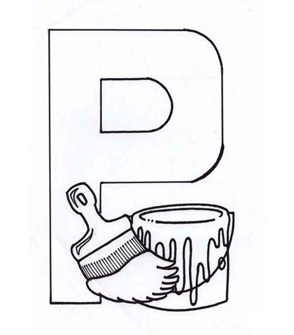 Paint, : Letter P is for Paint Coloring Page