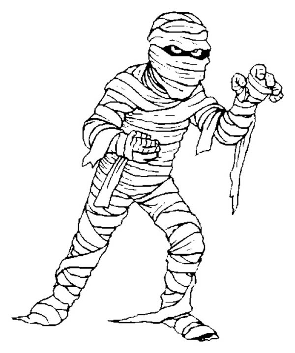 Scary, : Picture of Scary Mummy Coloring Page