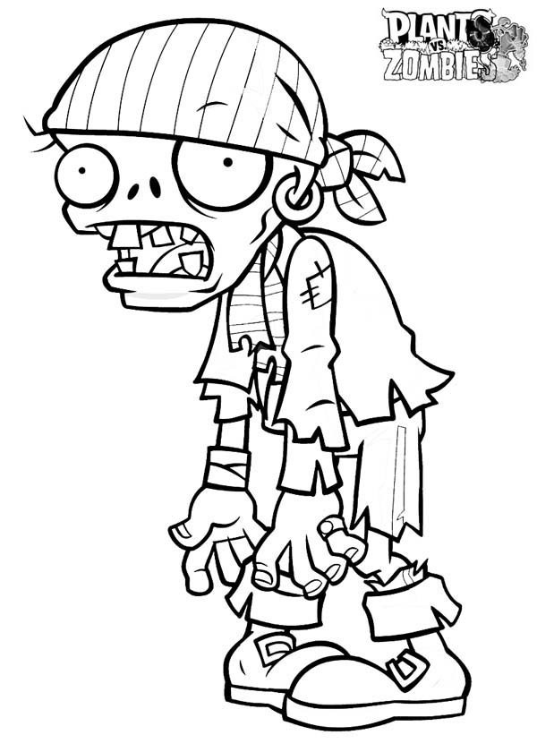 Pirate Zombie In Plant Vs Zombie Coloring Page : Coloring Sky