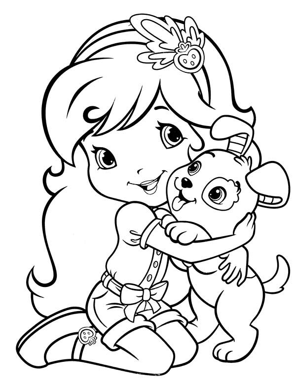 Strawberry Shortcake, : Strawberry Shortcake Had Little Funny Dog Called Pupcake Coloring Page