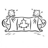 Canada Day Event, Two Cuddly Beavers Holding Flag For Canada Day Event Coloring Pages: Two Cuddly Beavers Holding Flag for Canada Day Event Coloring Pages