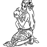 Hula Girl, Hula Girl Drink Fresh Coconut Water Coloring Pages: Hula Girl Drink Fresh Coconut Water Coloring Pages